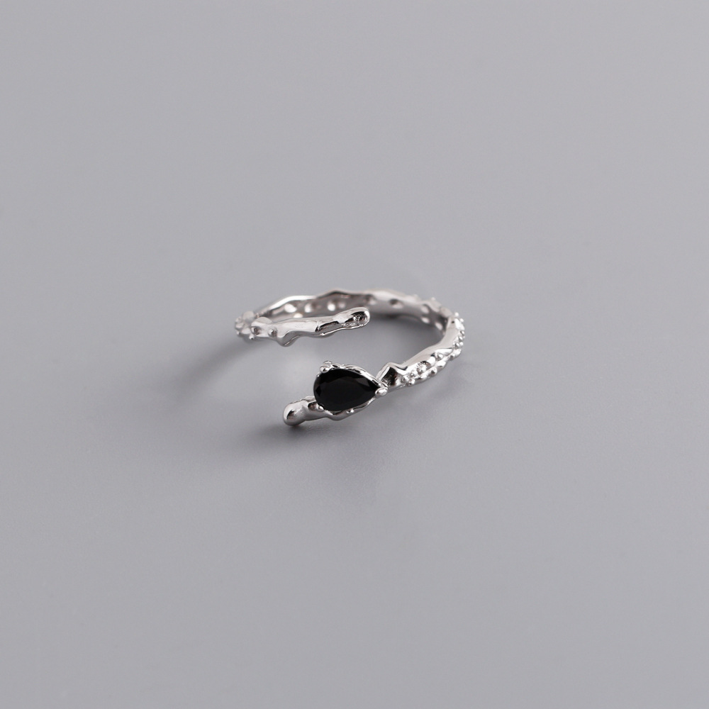 Cold Wind Special-interest Design Personality Affordable Luxury Zircon S925 Openning Silver Ring Female