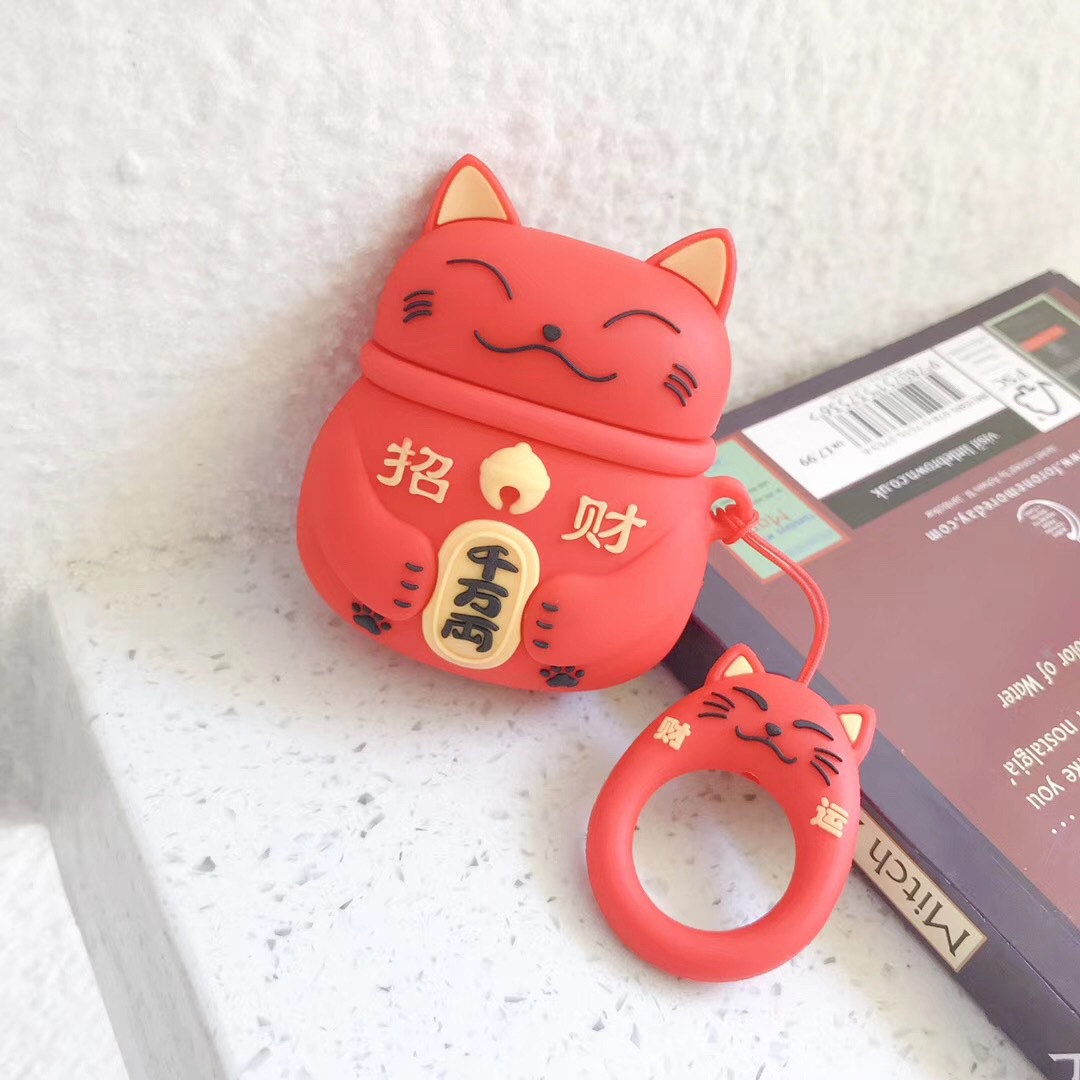 Red Lucky Cat Ring Chain