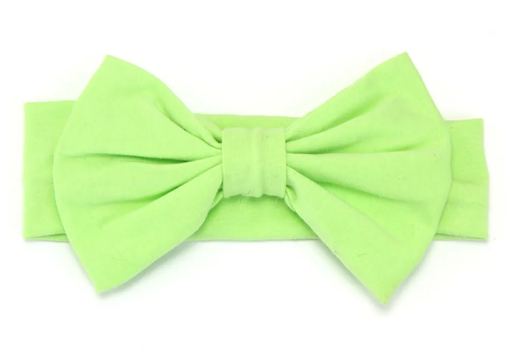 Babies' Headwear Cotton Hair Band 16 Colors Big Bow - Grass Green