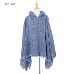Spring Autumn And Winter Plaid Ribbon Cap Cape And Shawl - Dp3 07 Denim Blue - View 1