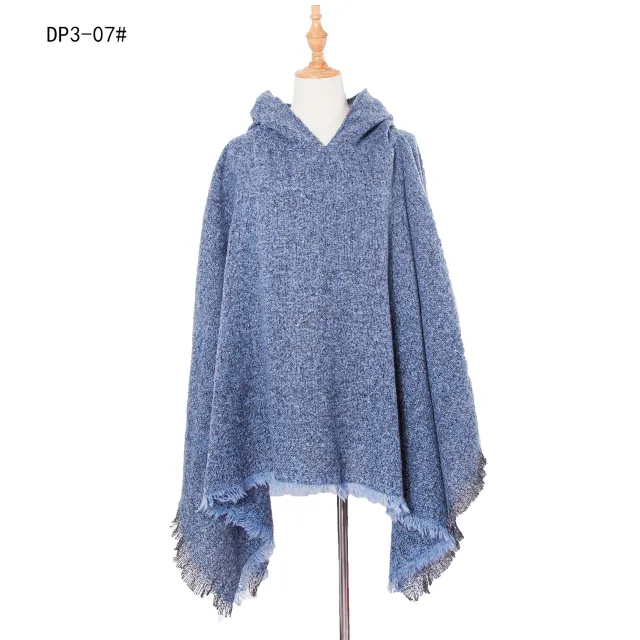 Spring Autumn And Winter Plaid Ribbon Cap Cape And Shawl Dp3 07 Denim Blue - Shop at LoveMi