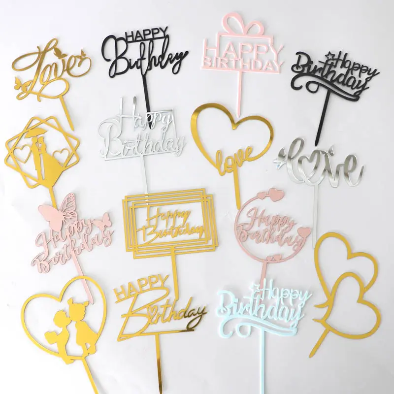 Acrylic Cake Decorative Creative LOVE Heart