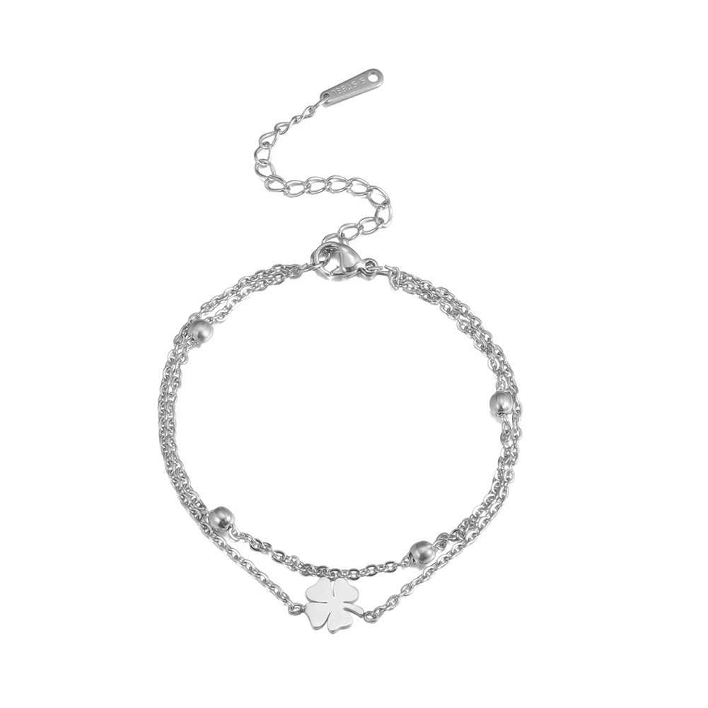 Stainless Steel Clover Charm Anklet, picture 2 of 4