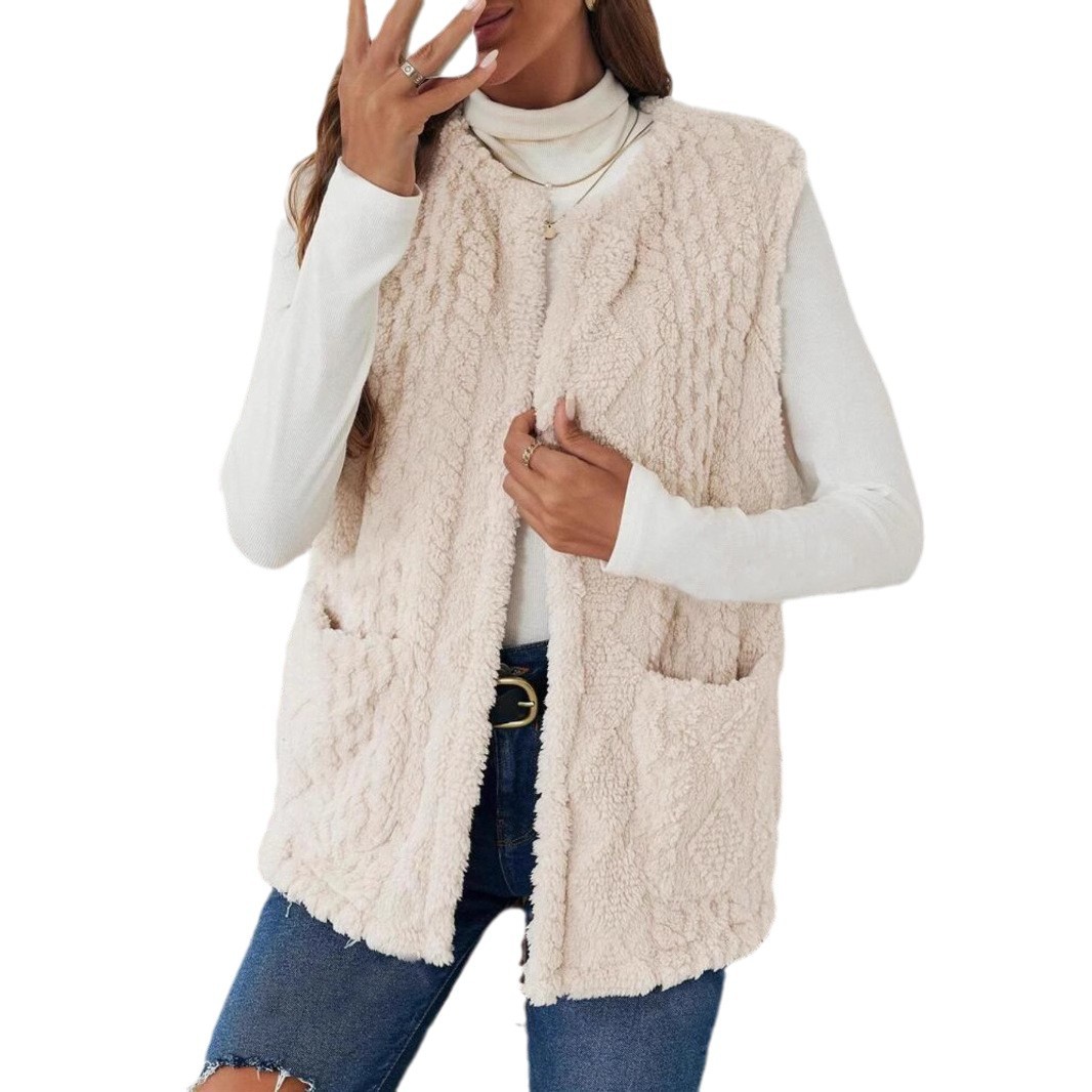 Stylish Casual Cardigan With Plush Pockets On Both Sides