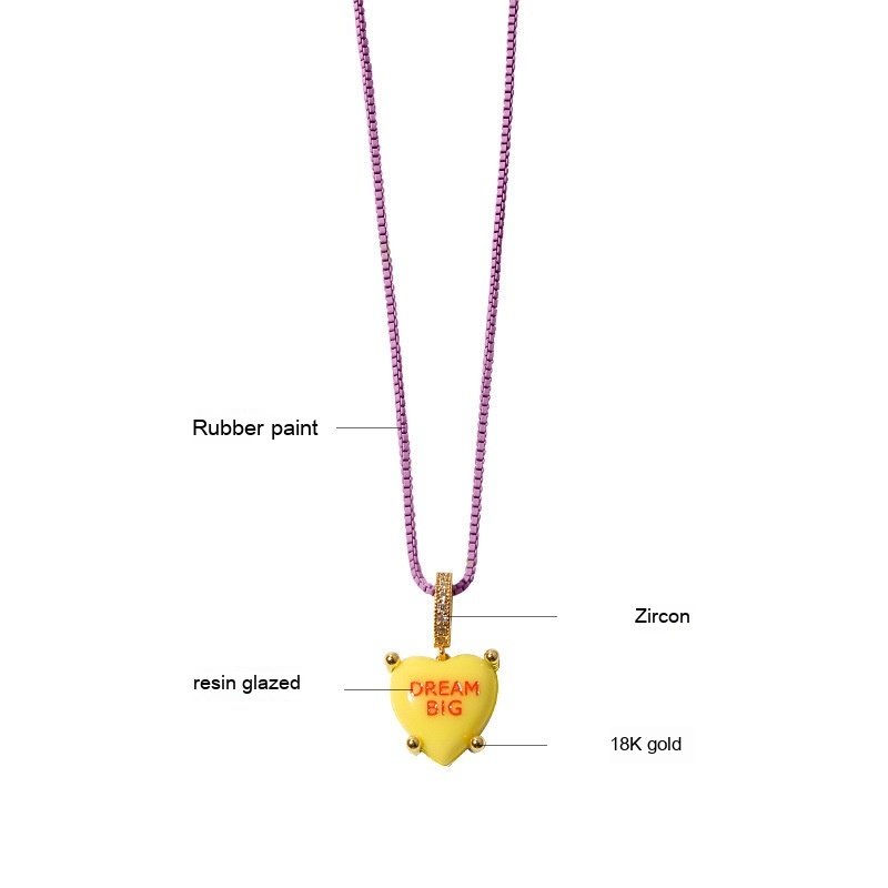 Personalized English Peach Heart Necklace Fashionable All-match Color Necklace