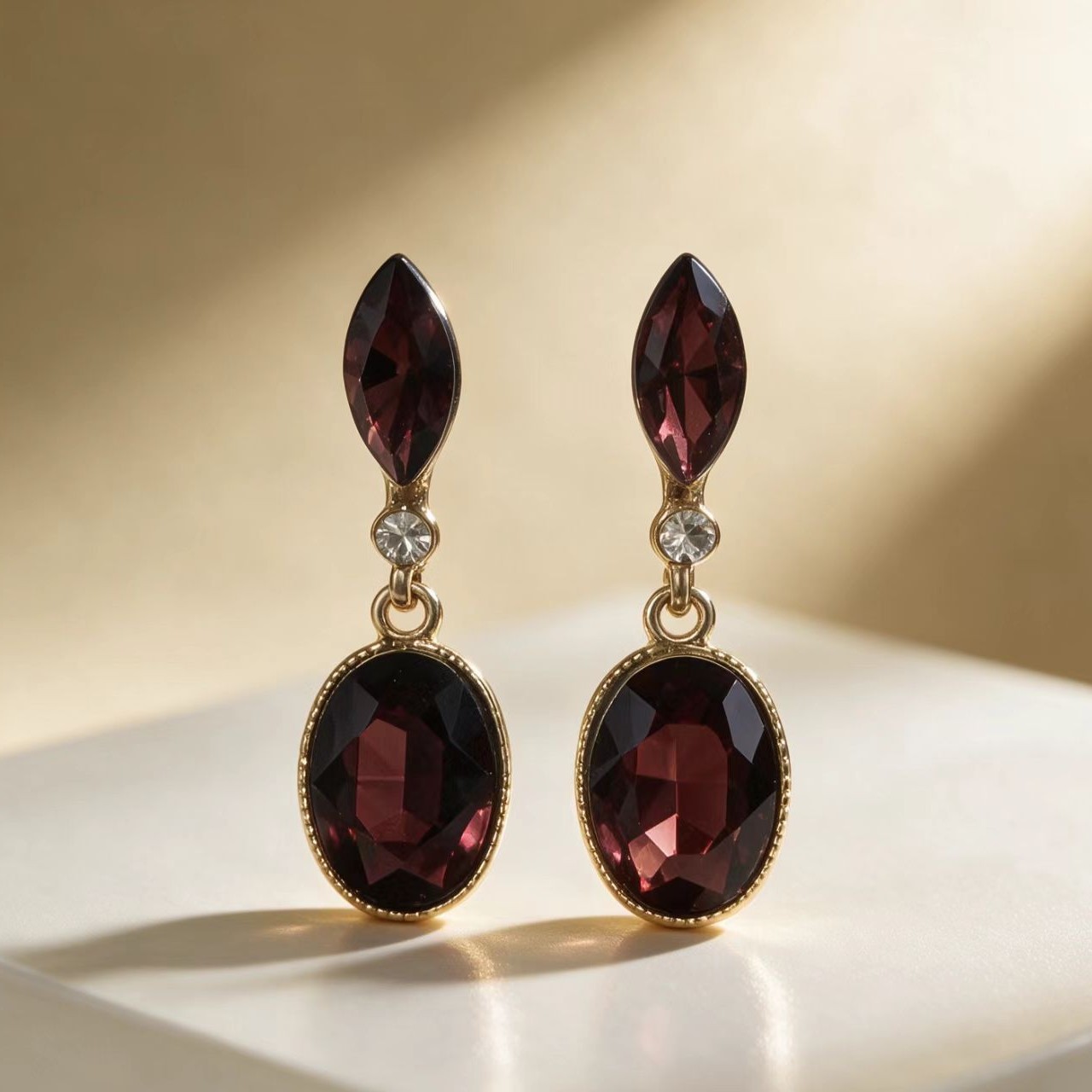 French Style Vintage Multi Color Gemstone Delicate Luxury Stud Earrings For Women