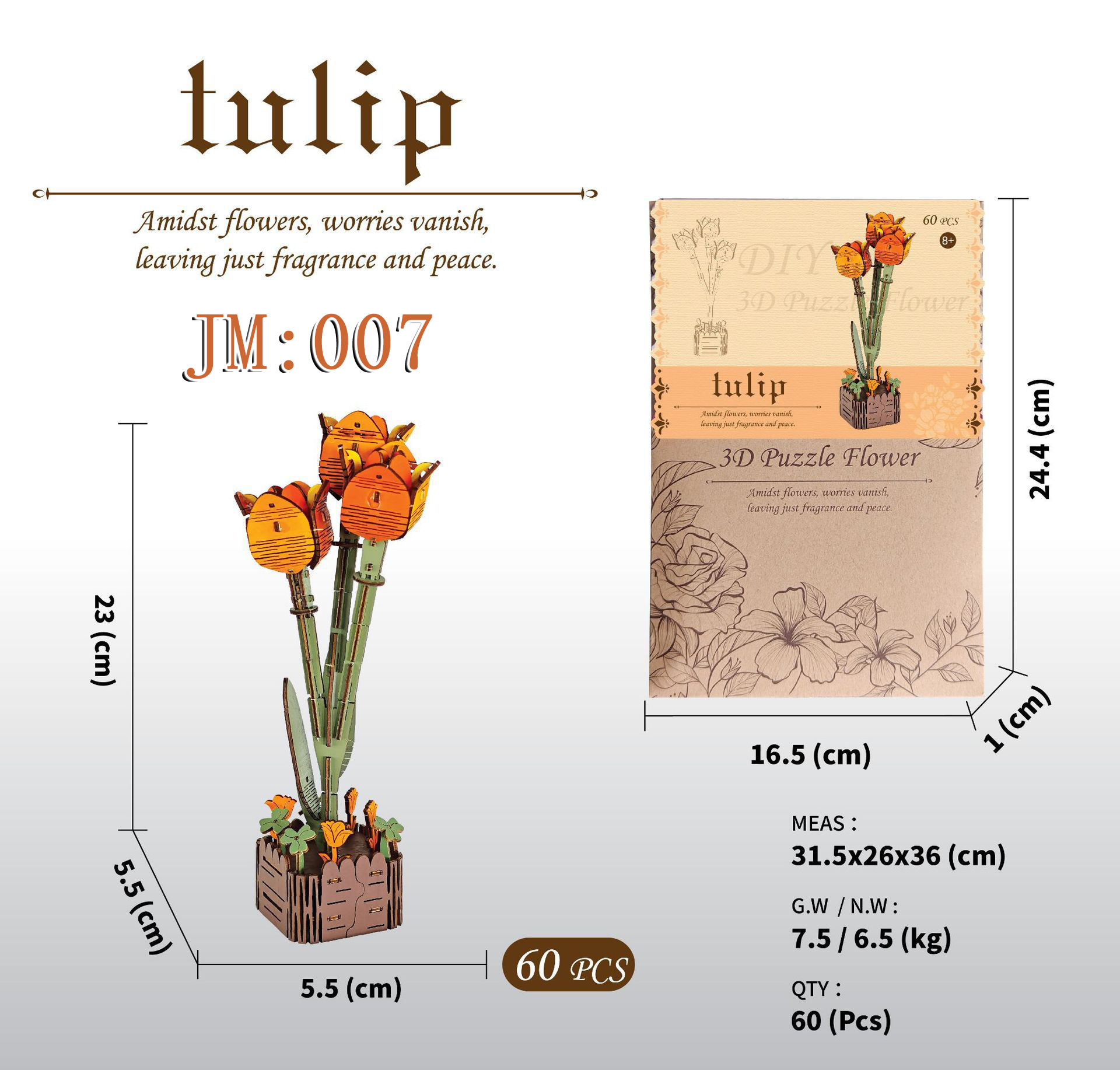 Building Block Flower Puzzle 3D Model Toy 8