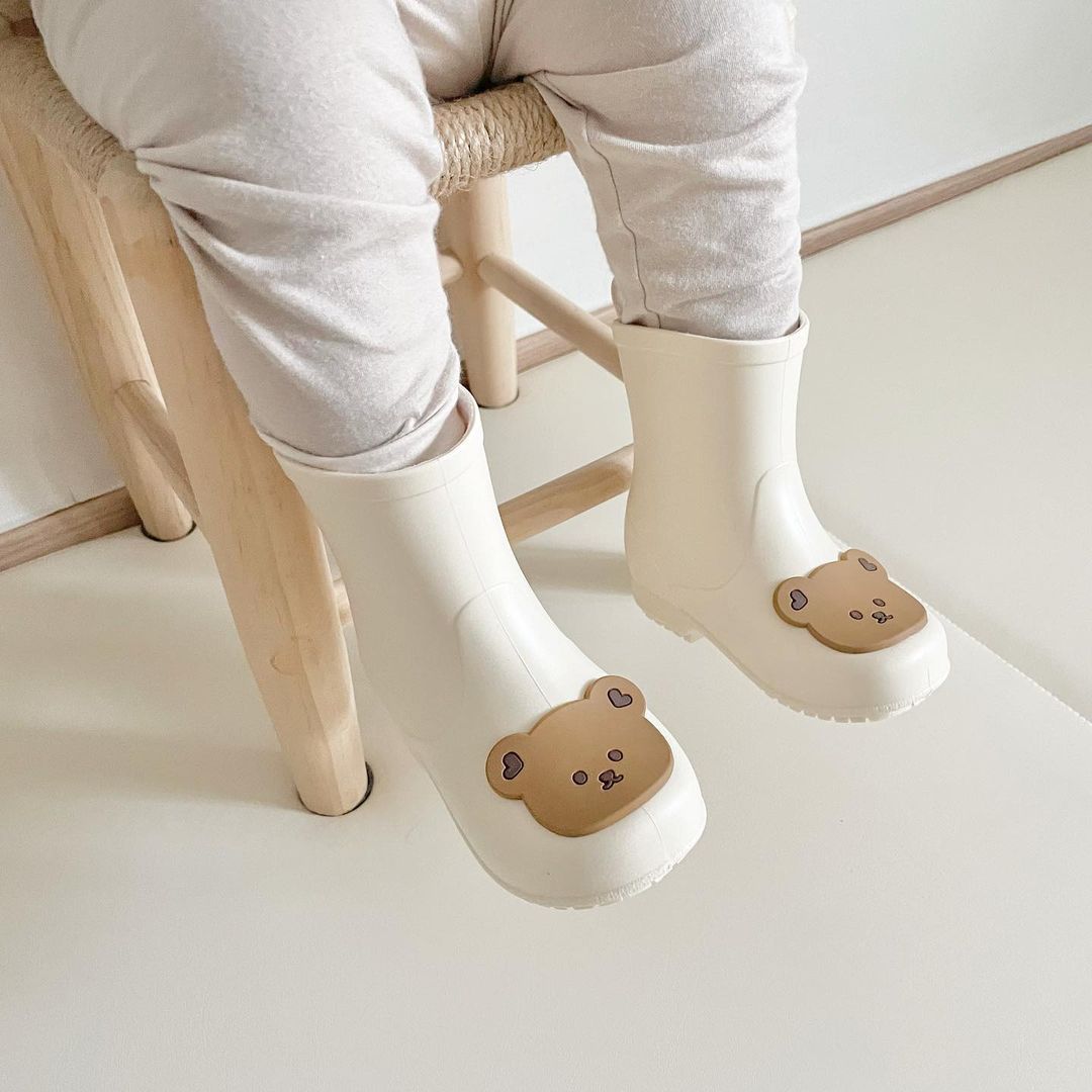 Beige Bear Rain Boots