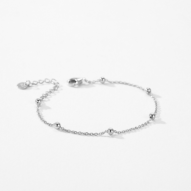 Sterling Silver Beaded Wire Bracelet For Women