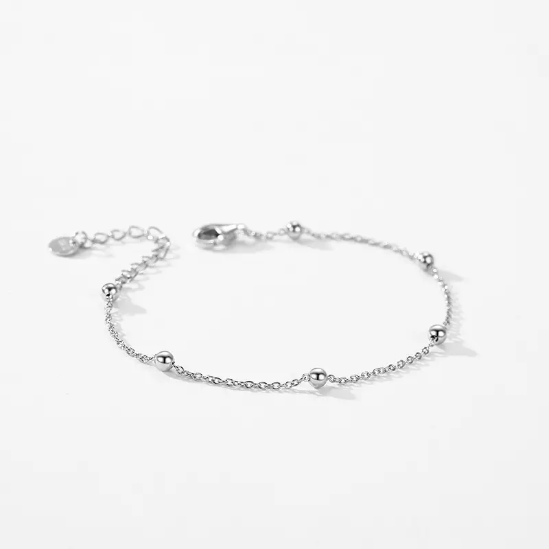 Sterling Silver Beaded Wire Bracelet For Women