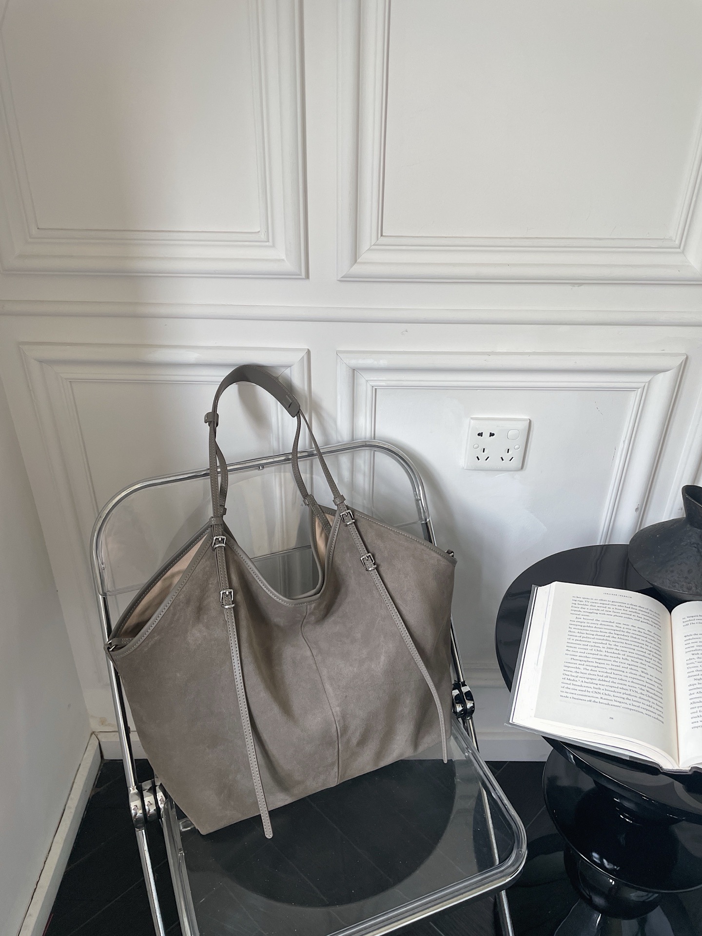 Suede Crossbody Bucket Bag, picture 5 of 6