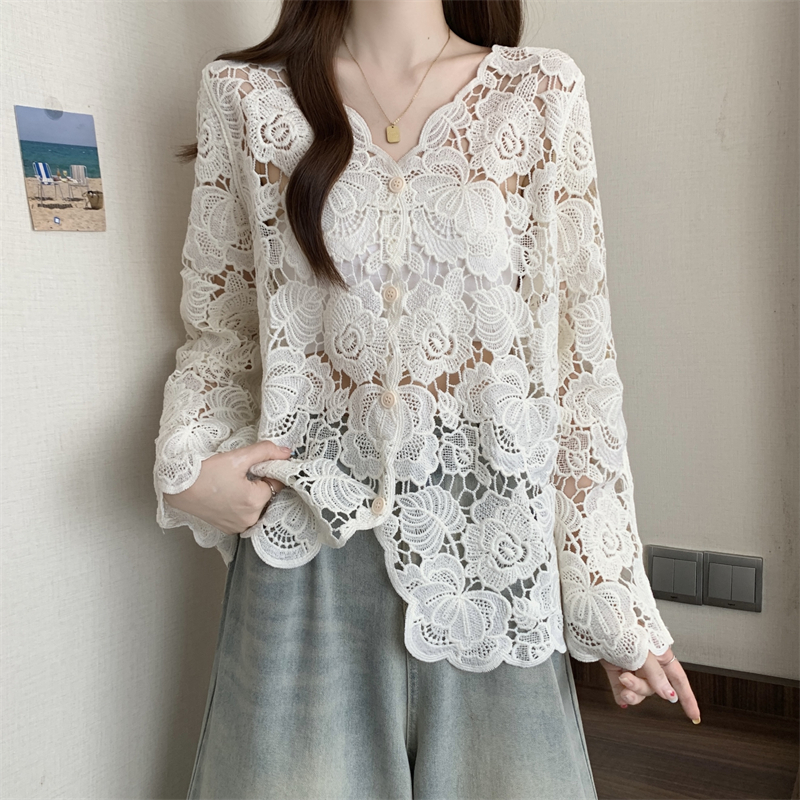 Lace Long Sleeve Top Women Elegant Embroidered Hollow Top 19 9561b4bf 204f 449d 8207 2bf2f3b21f0a