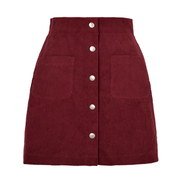 Single breasted Slim Fit Solid Skirt Wine - Shop at LoveMi
