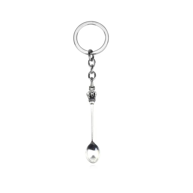 Gold, Silver Accessories Spoon Keychain Classical Crown Shape Pendant Bag Key Ring Small Gift Jewelry Silver - Shop at LoveMi