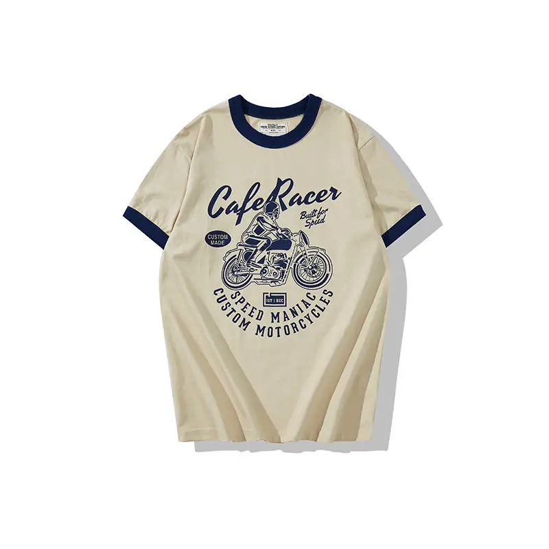 Men's Round Neck Multicolor Collar Short Sleeve T-shirt