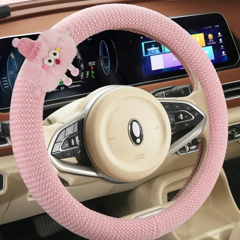 Car Plush Polo Cartoon Steering Wheel Warm