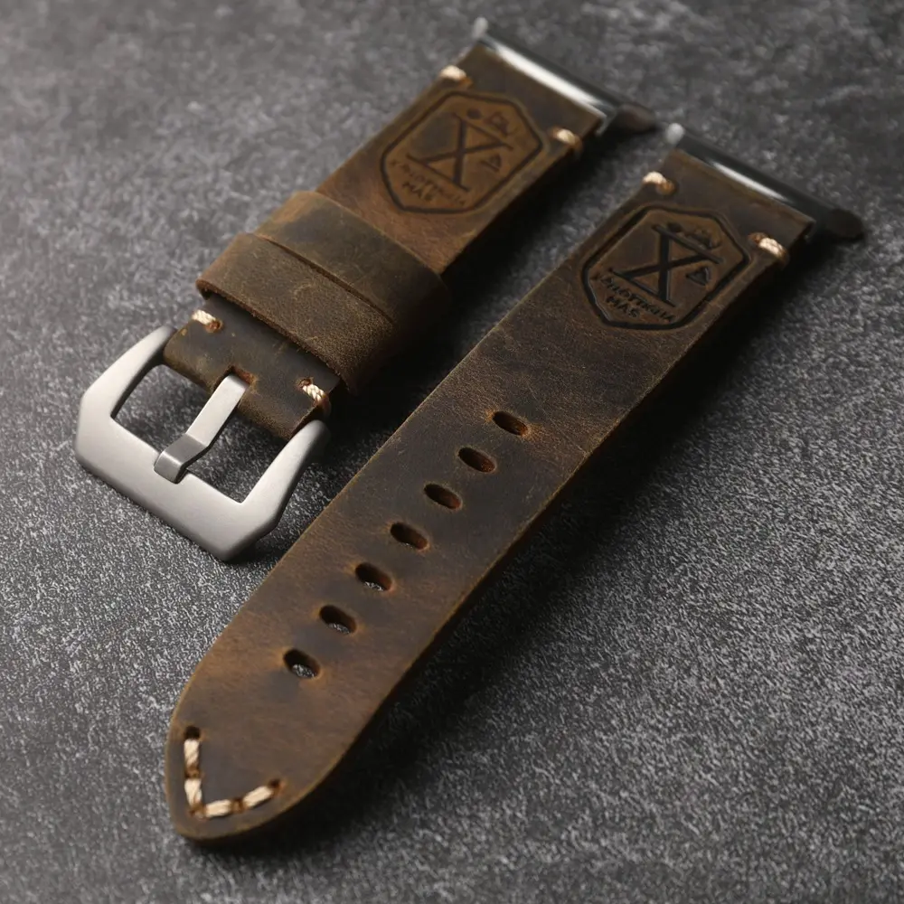Vintage Distressed Genuine Leather Watch Strap