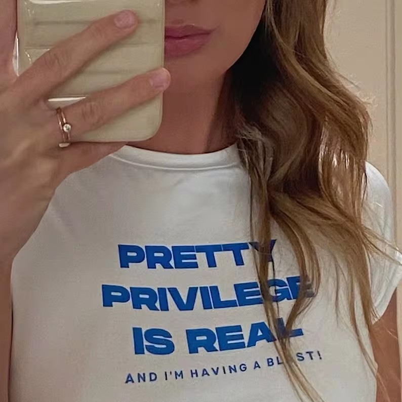 Short Top Women's Fun Letter Printing