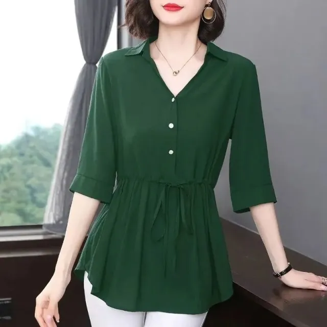 Middle aged And Elderly Women's Chiffon Shirt Green - Shop at LoveMi