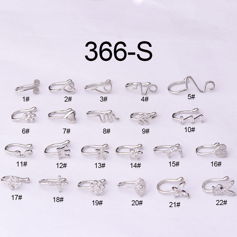 Title 3, Brass Set Zircon Non-porous Piercing Clip Nose ...