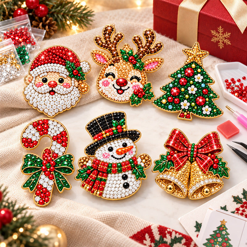 DIY Christmas Diamond Brooch Kit With 4