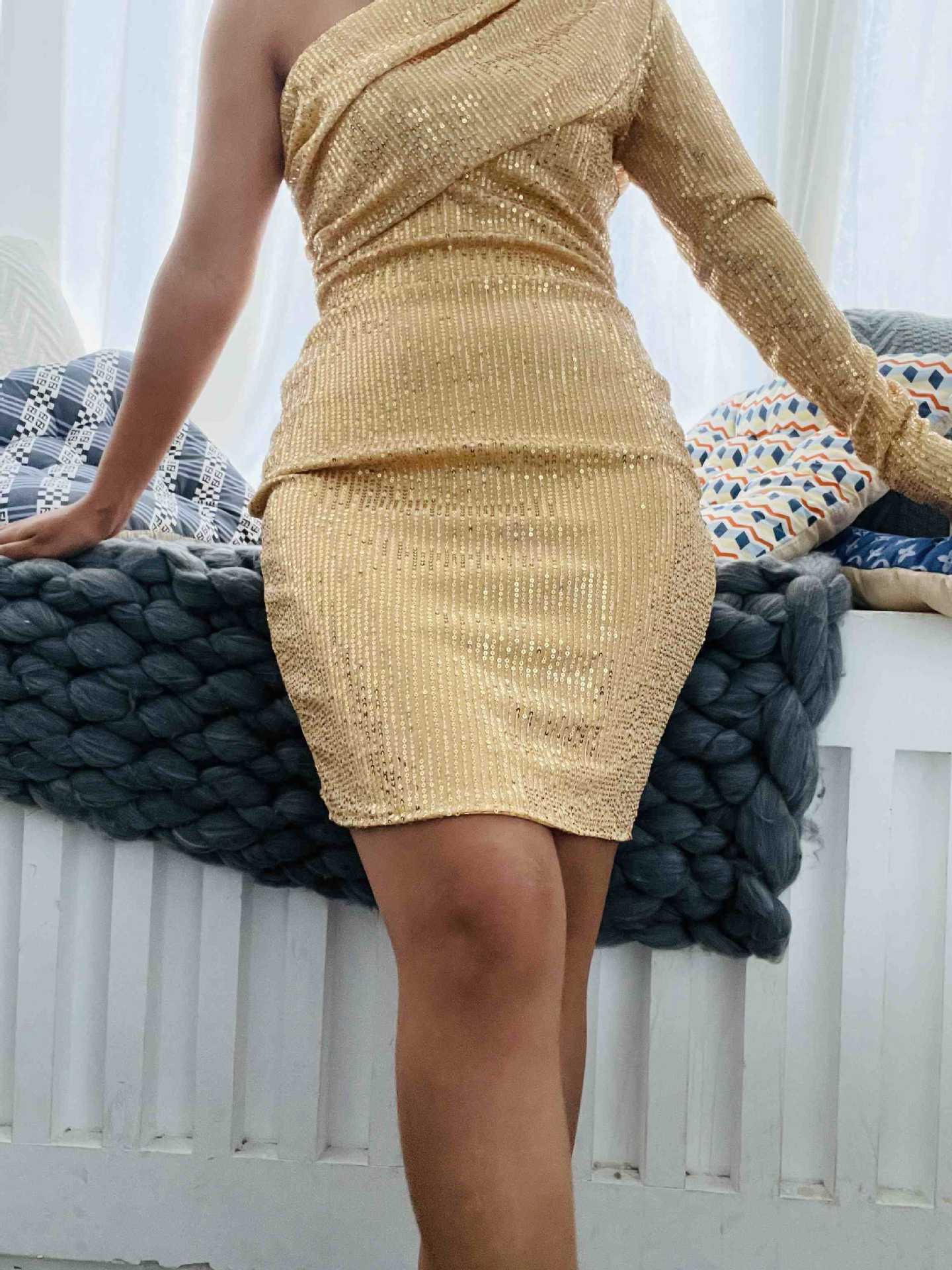 European And American Style Chic Commuter Sequined Pullover Bohemian Dress