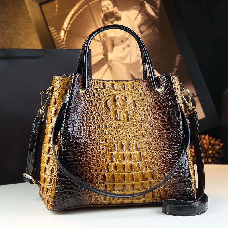 Stylish Textured And Colorful Crocodile-Print Womens Shoulder Bag