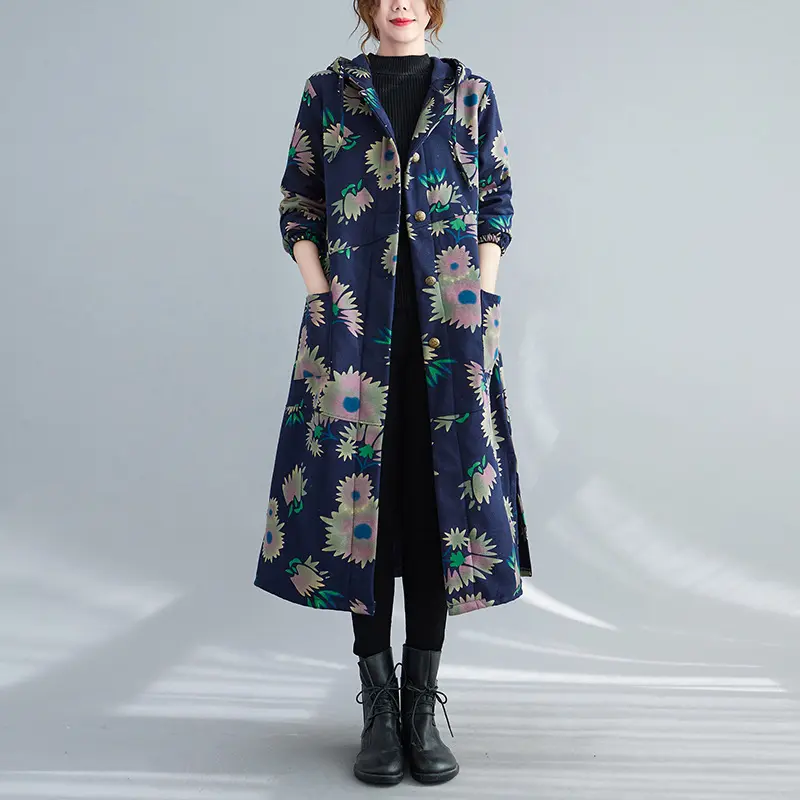 Retro Artistic Winter Long Cotton Coat