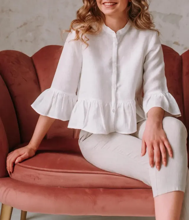 Elegant And Stylish Solid color Single breasted Topshirt White - Shop at LoveMi