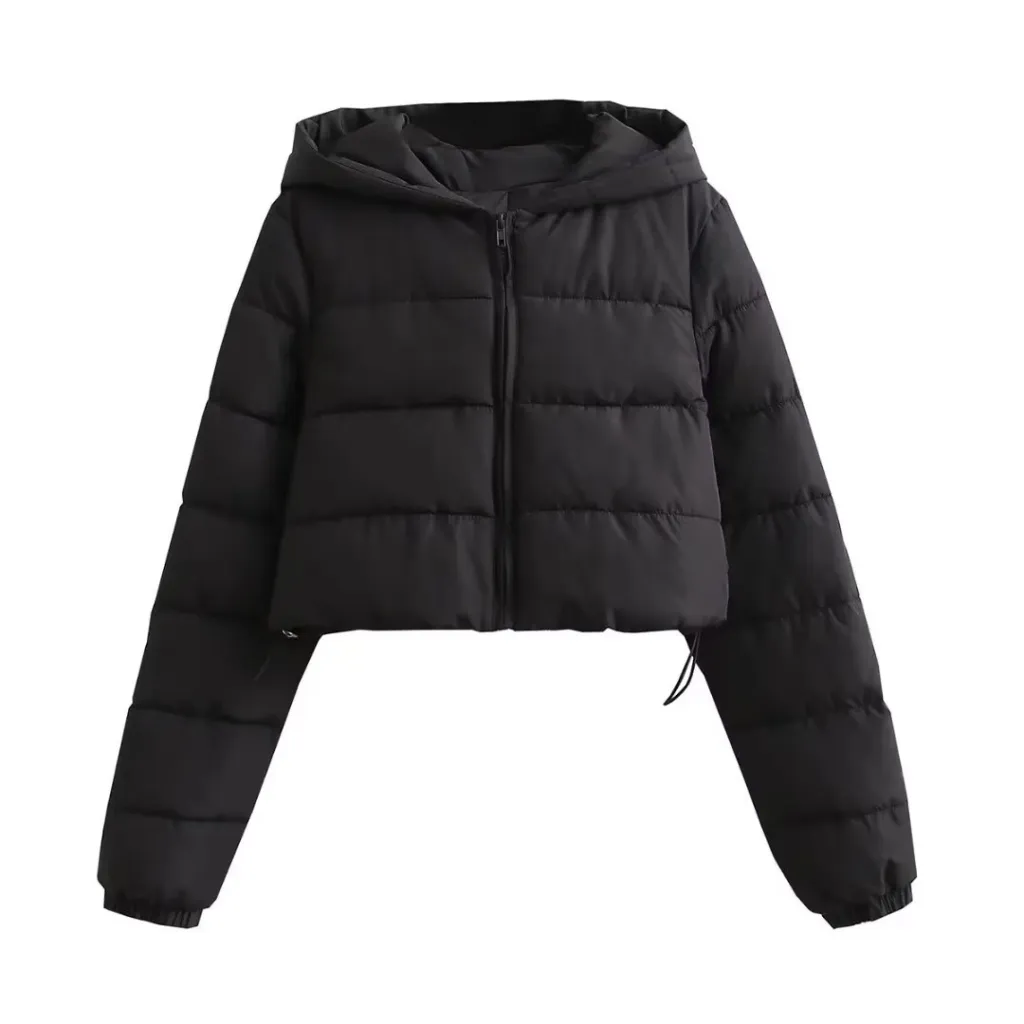 Women's Winter Fashion Long Sleeve Cardigan Hooded Warm Cotton Jacket - Black