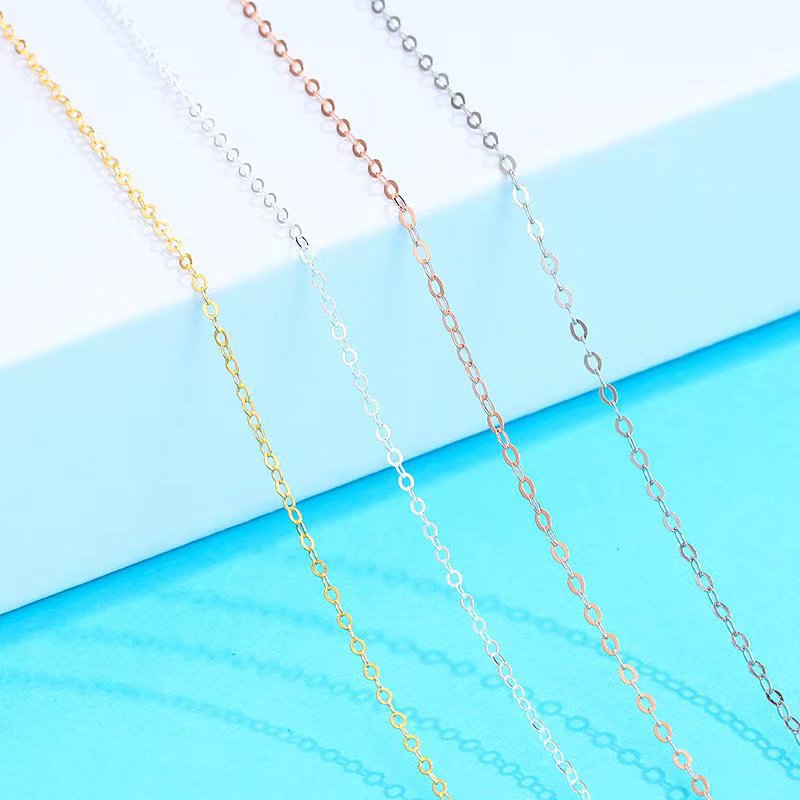 S925 Silver Cross O-shaped Chain String Beads Adjustable Necklace With Needle