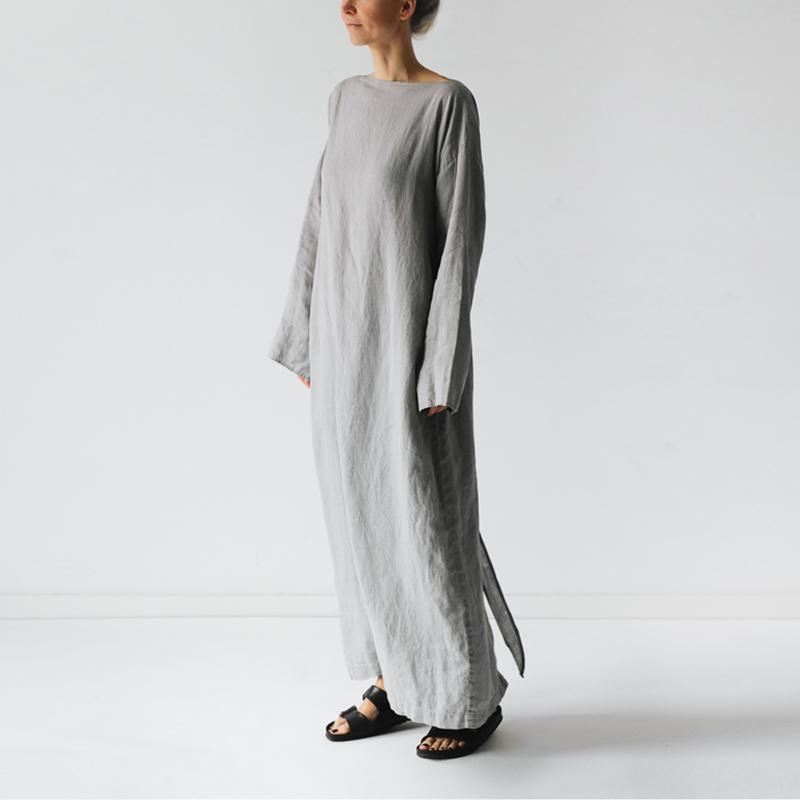 Women's Cotton And Linen Collar Lace-up Dress