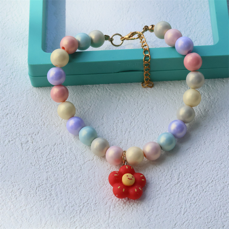 Collar de moda para mascotas con cuentas de colores