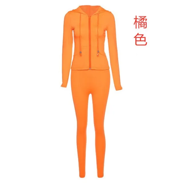 New Women's Clothing Autumn Cardigan Hooded Slim Fit Sports And Leisure Suit Orange - Shop at LoveMi