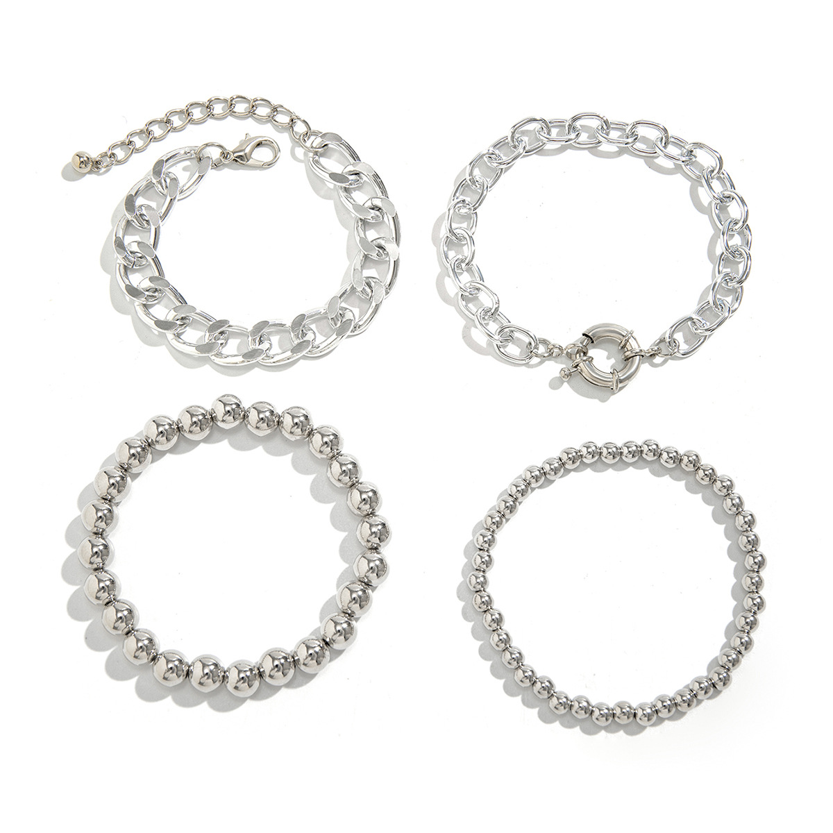 String Beads And Round Beads Chain Twin Bracelet Fashion