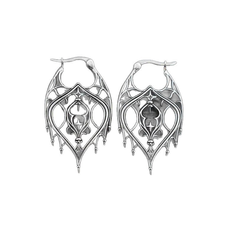 Womens Retro Irregular Hollow-Out Design Earrings