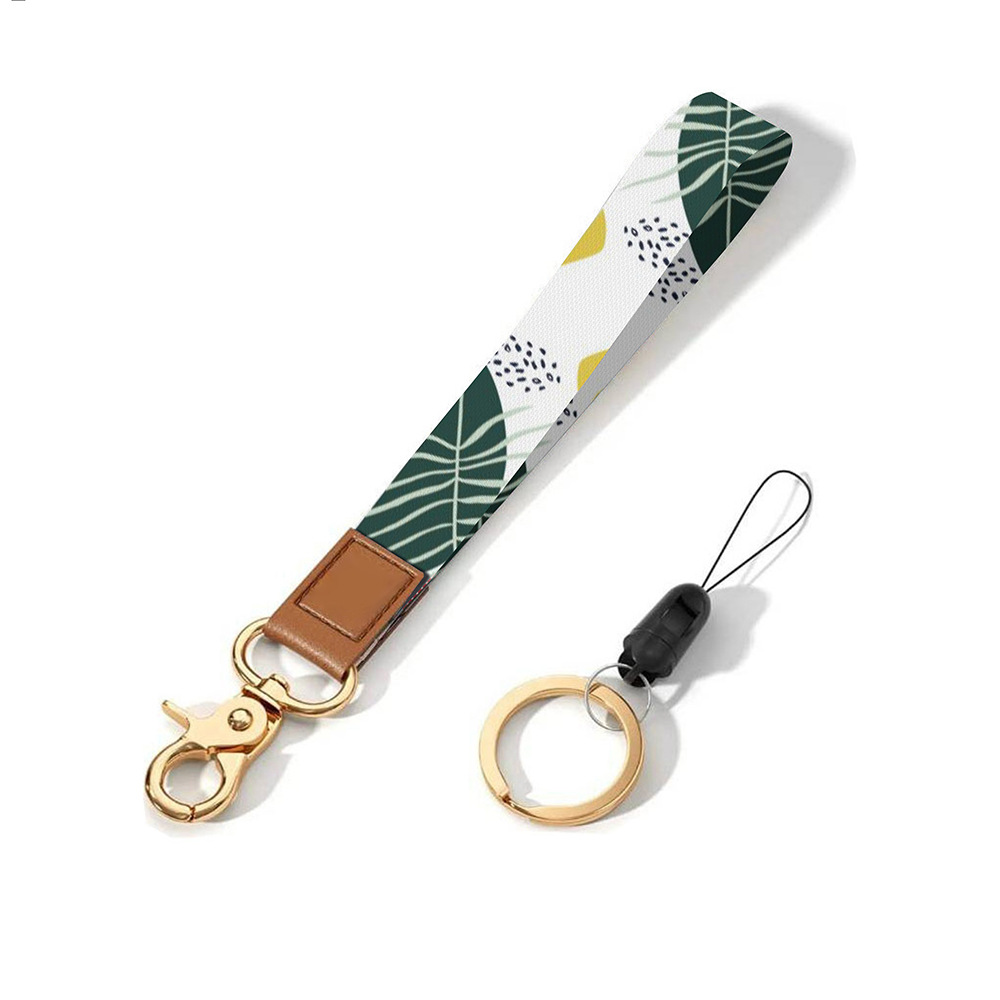 Leather-Polyester Wrist-Neck Dual-Use Keychain Lanyard