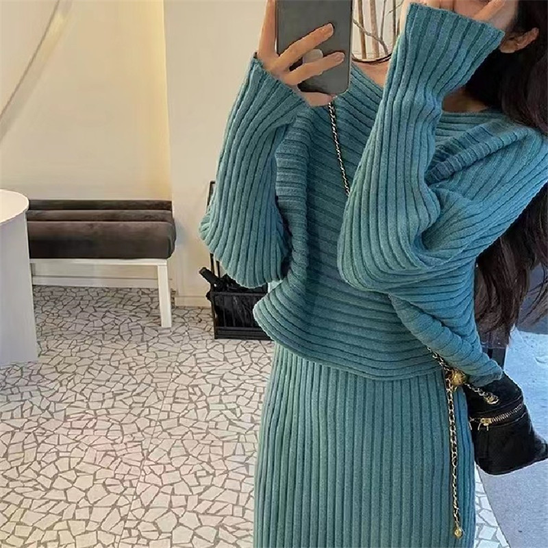 Two-piece Set Sweater Women Knitted Dress