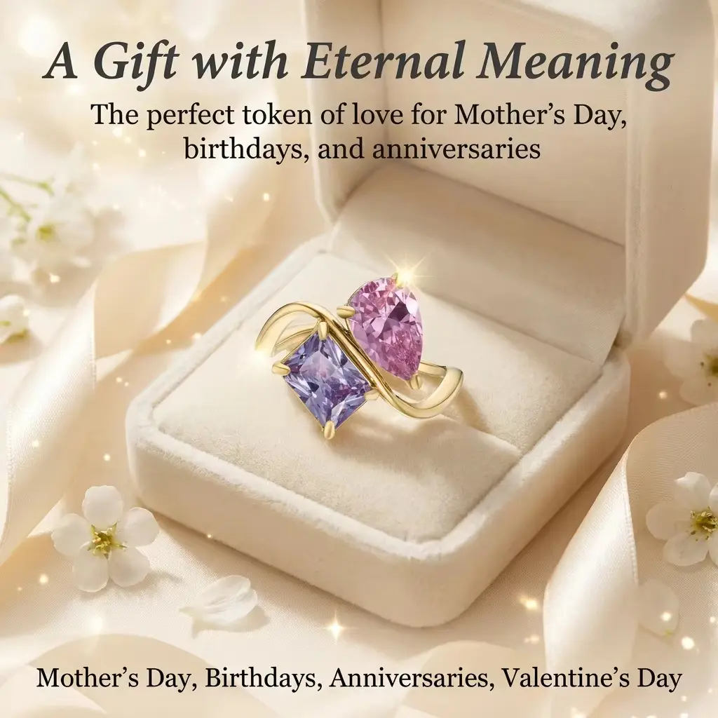 Womens Stainless Steel Square Ring