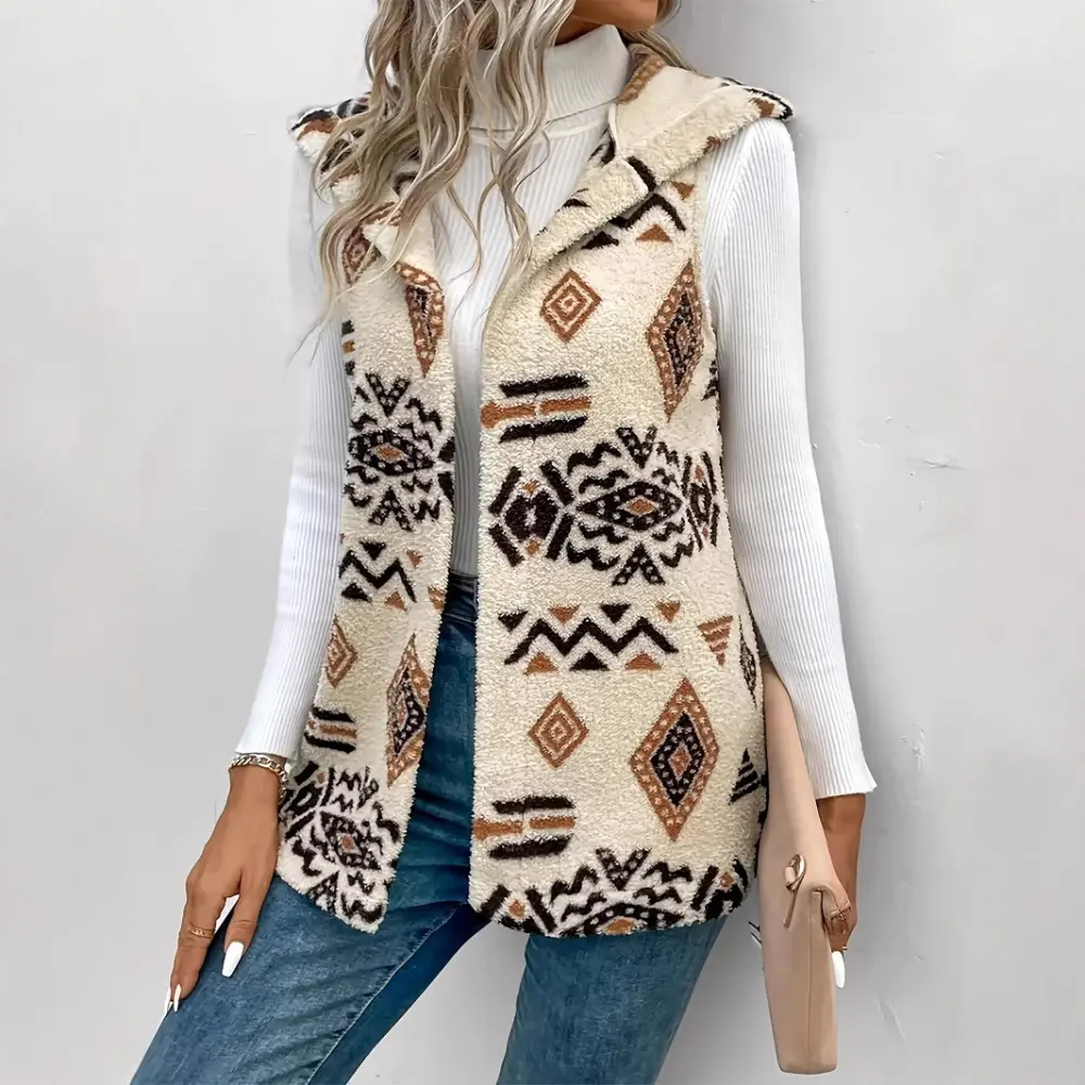 Women's Double-sided Printed Hooded Vest