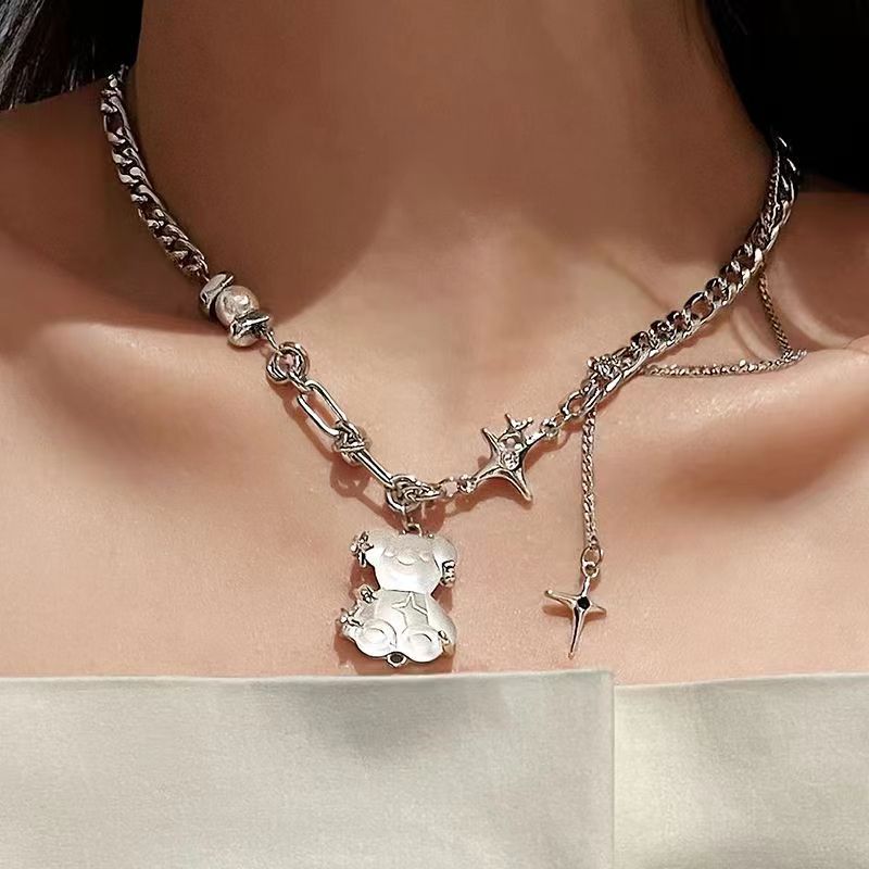 White Bear Necklace Clavicle Chain Neck Chain