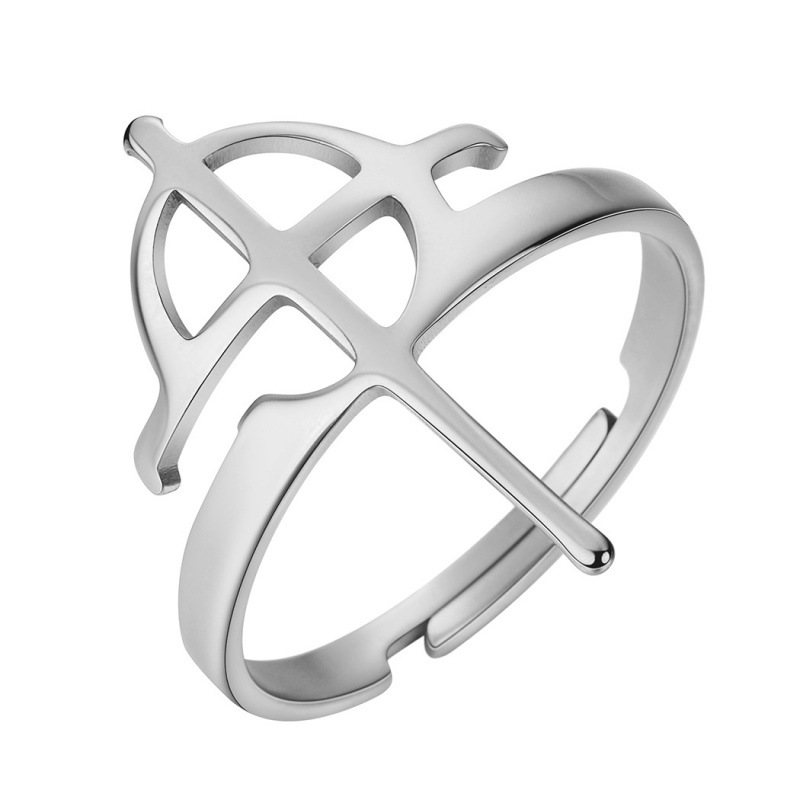 Stainless Steel Hip Hop Geometric Cross Fashion Couple Finger Ring Jewelry
