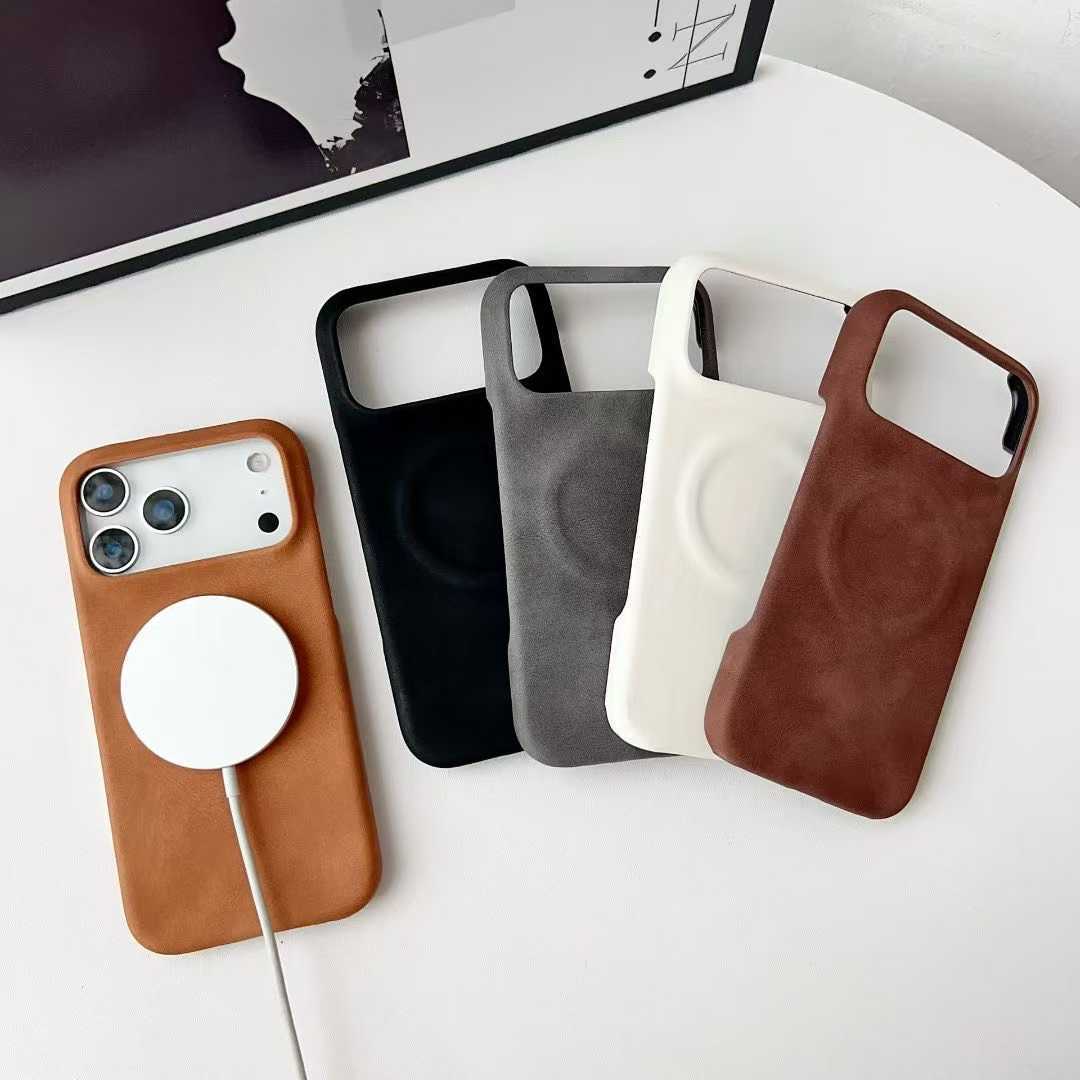 Minimalist Solid-color Skin-feel Sheepskin Magnetic Phone Case