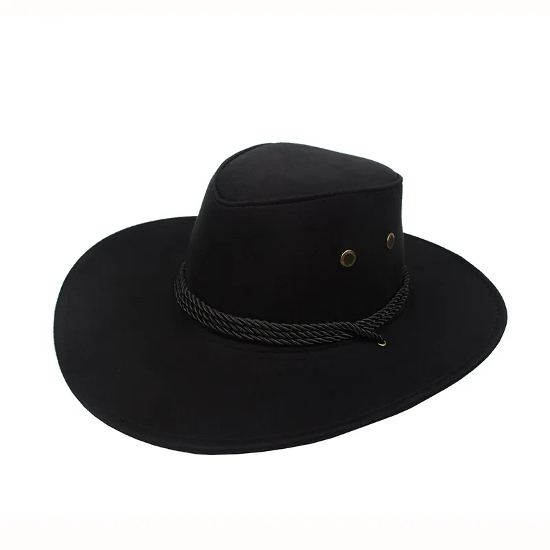 Cowboy Hat Spring And Summer Outdoor Sun Hat Men's Horse Riding Beach Hat - Black
