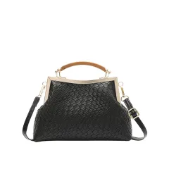 Large-capacity Vintage Tote Bag With Flap Closure - Black - View 1
