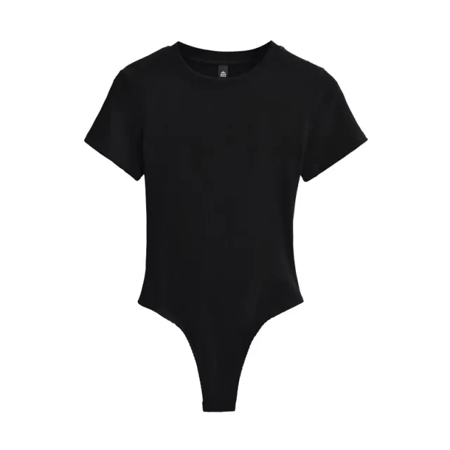 Neck Short Sleeve Rompers Slim Fit Slimming T shirt Top Black - Shop at LoveMi