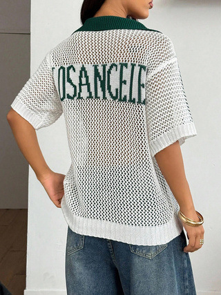 Women's Retro Casual Hollow-Out Preppy-Style Knitted Top