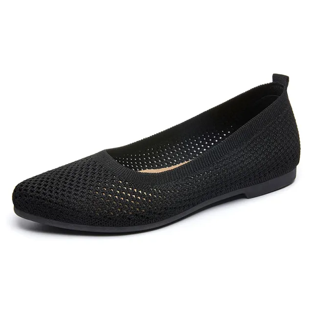 Solid Color Pointed Toe Flat Bottom Flat Heel Soft Bottom Pumps Black - Shop at LoveMi