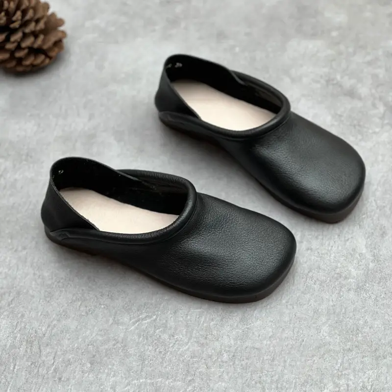Retro Handmade Genuine Leather Versatile Womens Pumps
