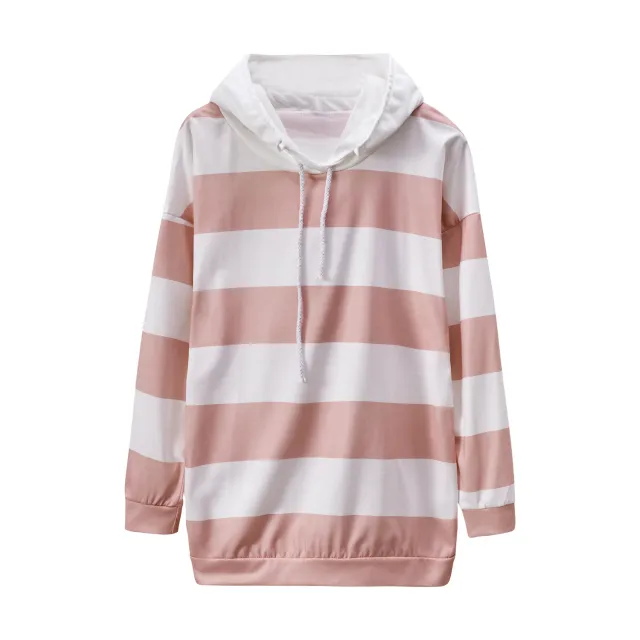 Women's Long sleeved Striped Thin Sweater Pink - Shop at LoveMi